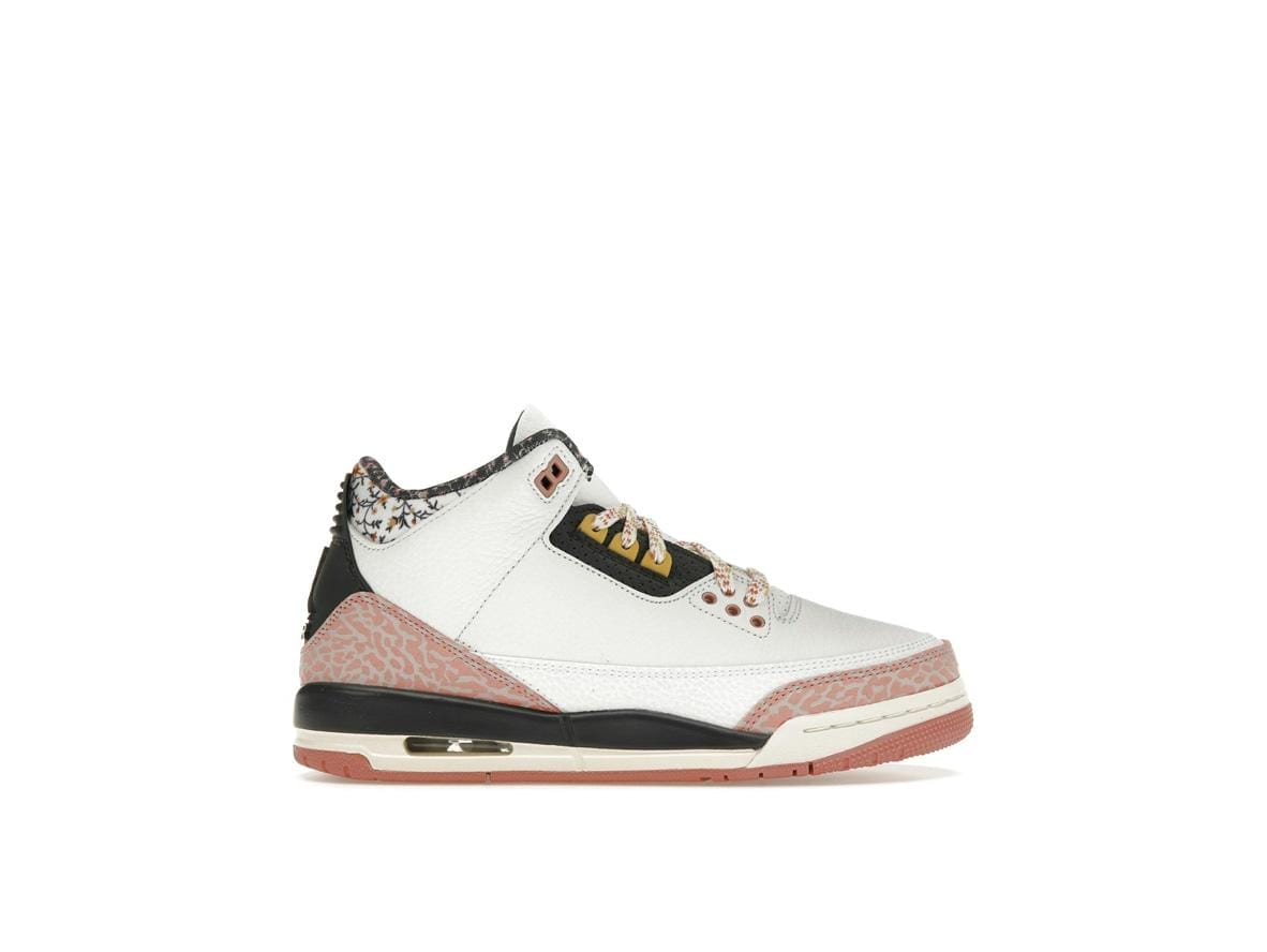Jordan 3 Retro Vintage Floral (GS) White Anthracite Red Stardust Sail Saturn Gold Shoes | 441140-100