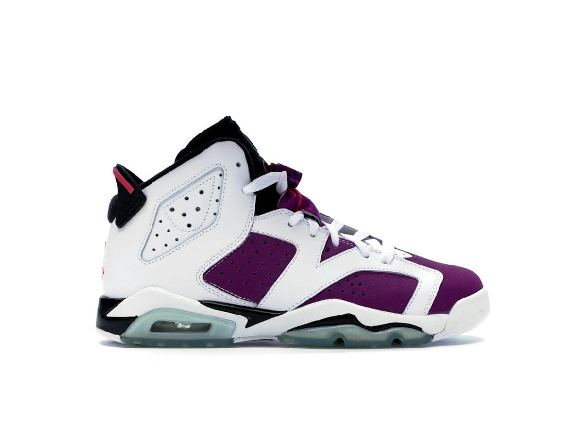 Jordan 6 Retro Grape GS White/Vivid Pink/Black Sneakers - Style 543390-127