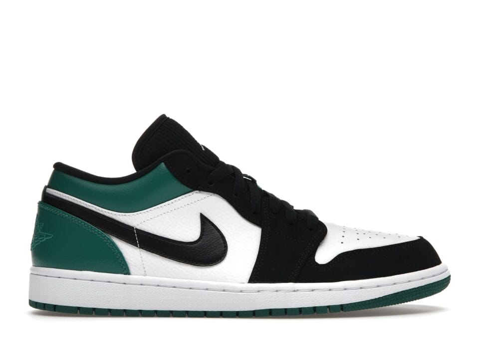 Air Jordan 1 Low White Black Mystic Green Sneakers - 553558-113