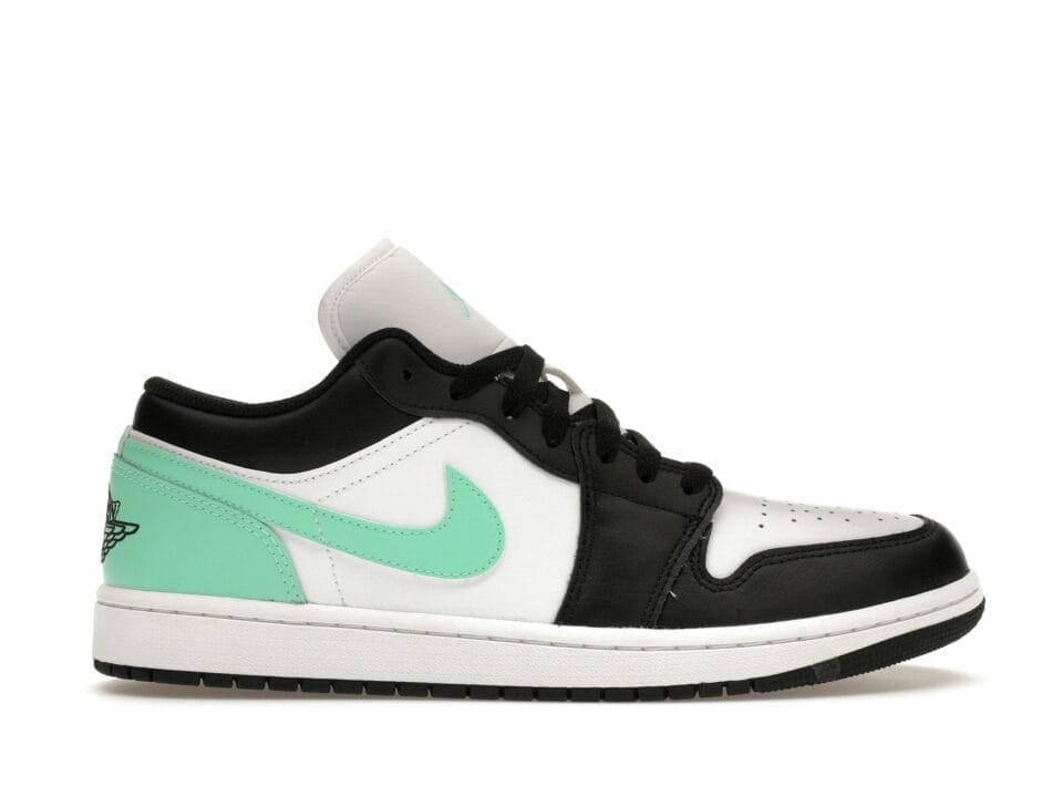 Air Jordan 1 Low Green Glow Leather Trainers Shoes | 553558-131