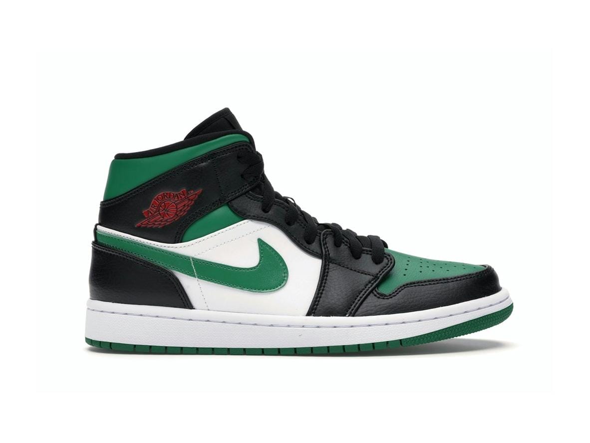 Jordan 1 Mid Green Toe 554724-067 Black Gym Red White Pine Green