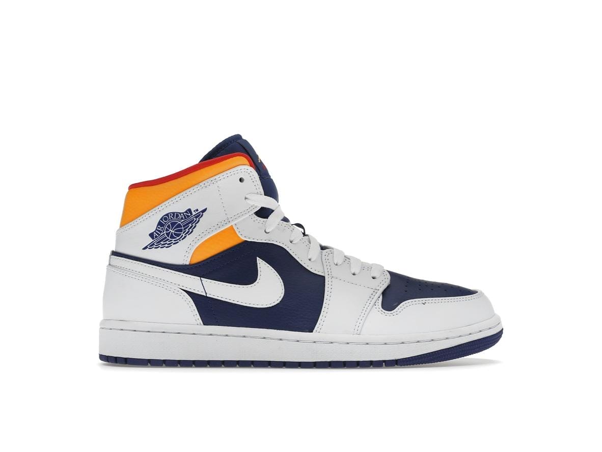Jordan 1 Mid Royal Blue Laser Orange Sneakers (554724-131)