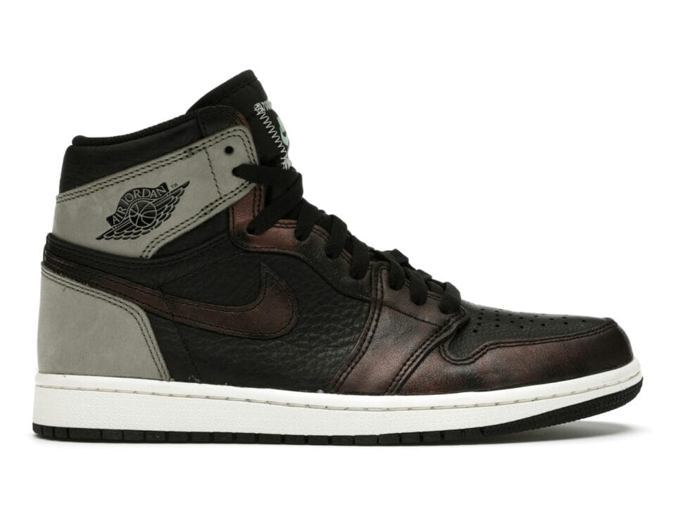 Air Jordan 1 Retro High Light Army Rust Shadow Patina - Black Leather Sneakers -
