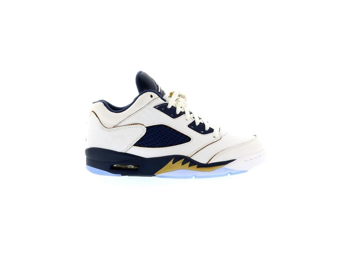 Jordan 5 Retro Low Dunk From Above White Metallic Gold Midnight Navy Shoes | 819171-135