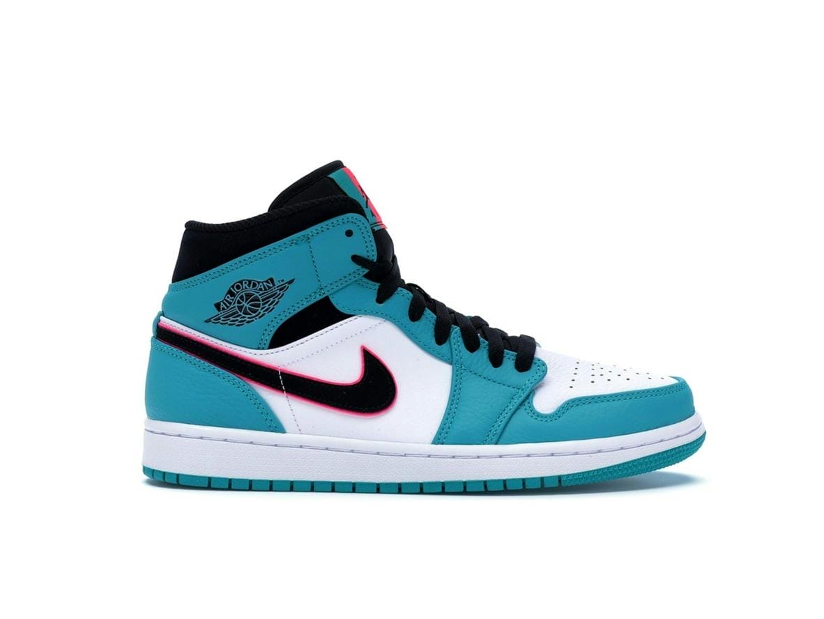 Air Jordan 1 Mid South Beach Turbo Green Black Hyper Pink Orange Peel