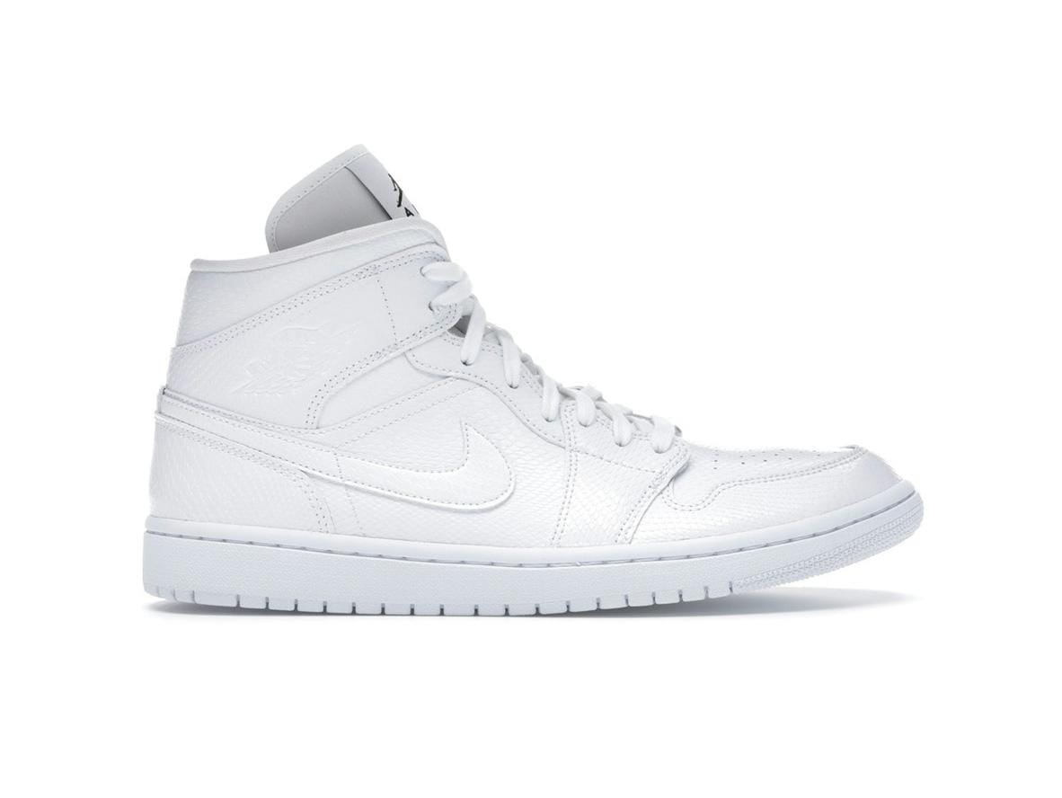 Women's Jordan 1 Mid White Snakeskin BQ6472-110