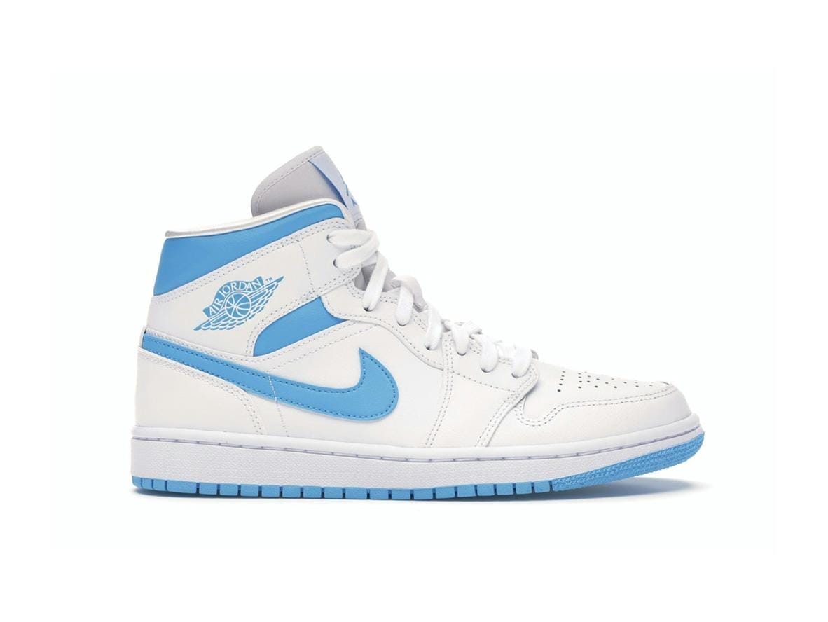 Women's Air Jordan 1 Mid UNC BQ6472-114 White/Dark Powder Blue