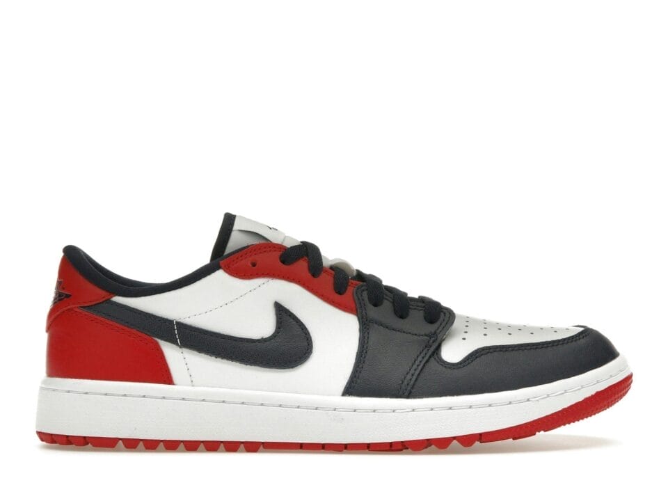 Jordan 1 Retro Low Golf Shoes - White/Obsidian/Varsity Red - Style DD9315-113