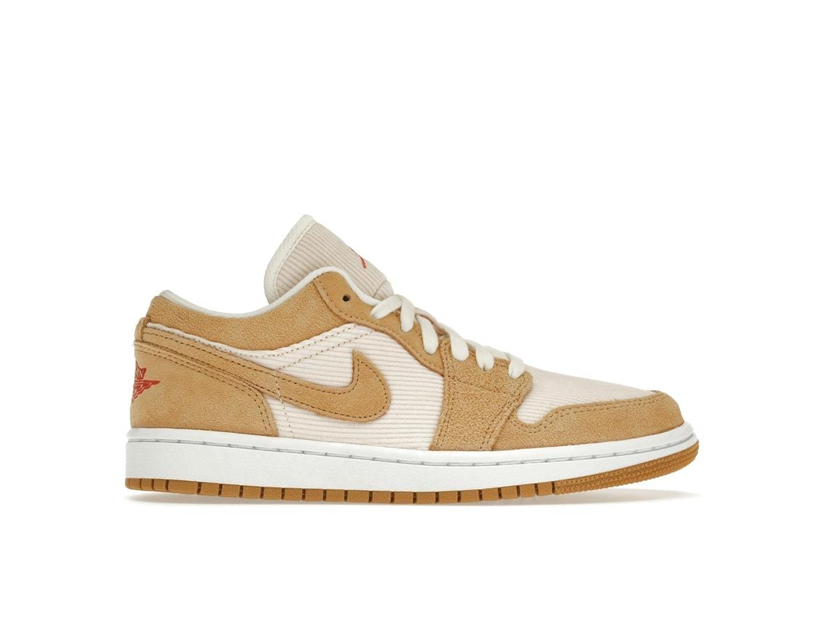 Women's Air Jordan 1 Low SE Twine Orange Quartz Corduroy Sneakers (DH7820-700 Release)