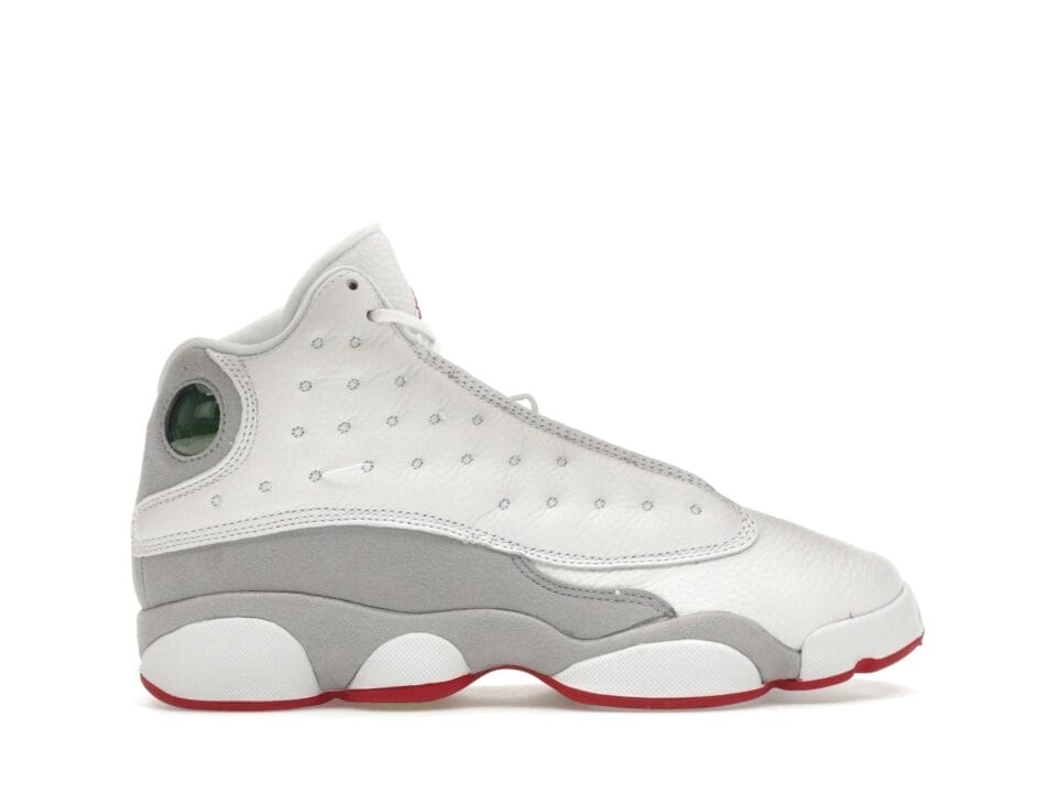 Air Jordan 13 Retro Wolf Grey (GS) Trainers - Suede - White/Grey/Red Shoes | DJ3003-160