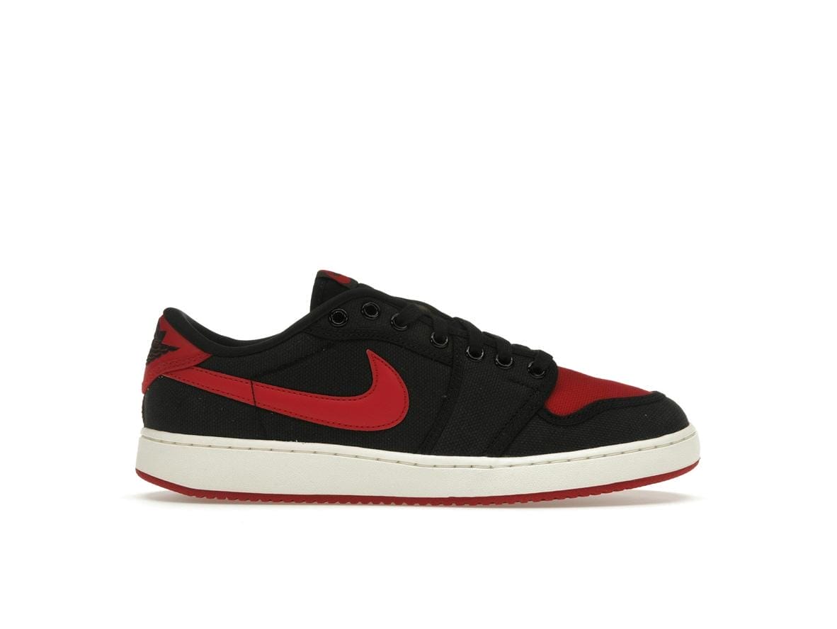 Jordan 1 Retro AJKO Low Bred Sneakers Black Varsity Red White | Style Code DX4981-006
