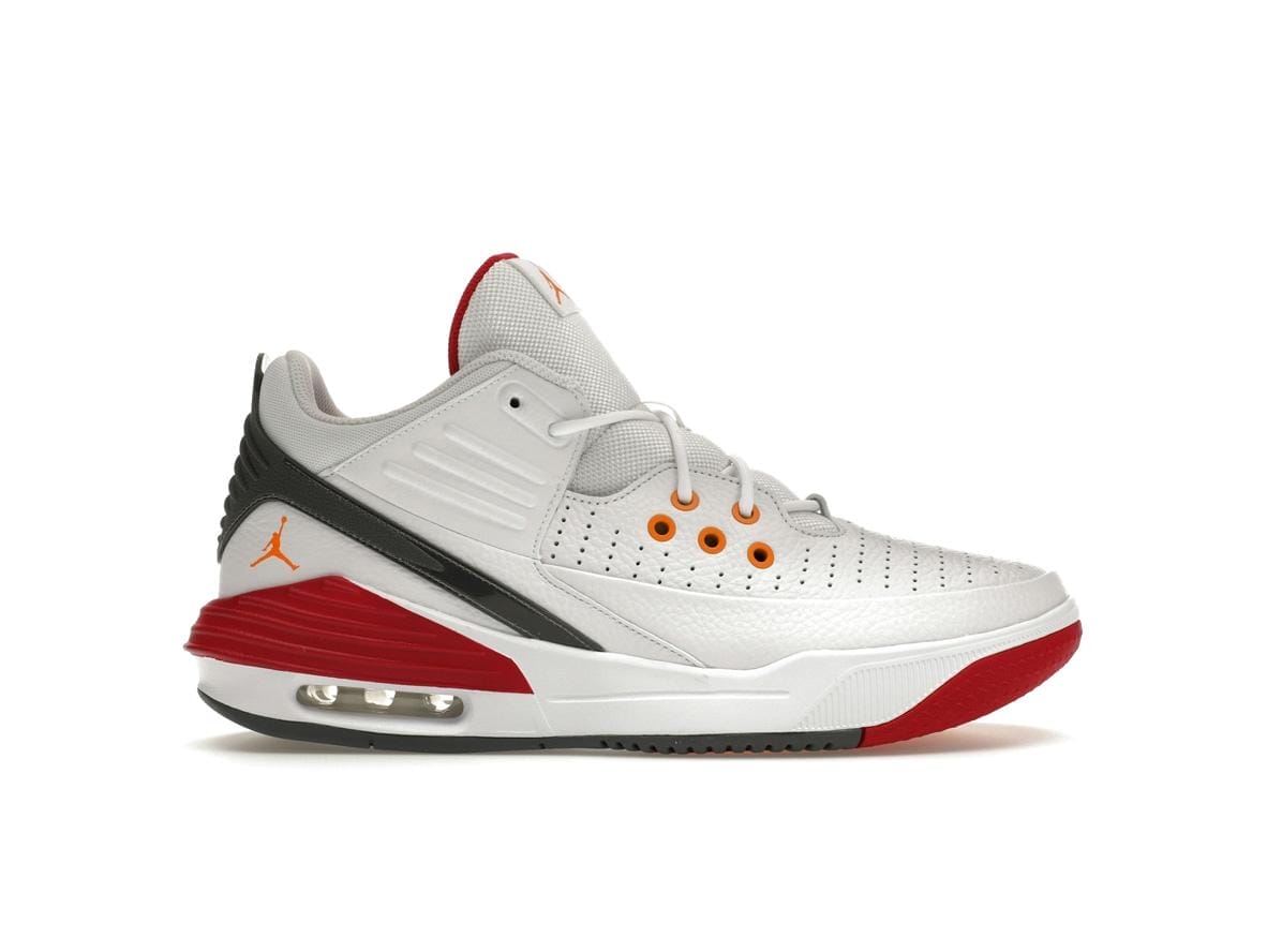 Jordan Max Aura 5 White Cardinal Red Sneakers (DZ4353-160 Release)