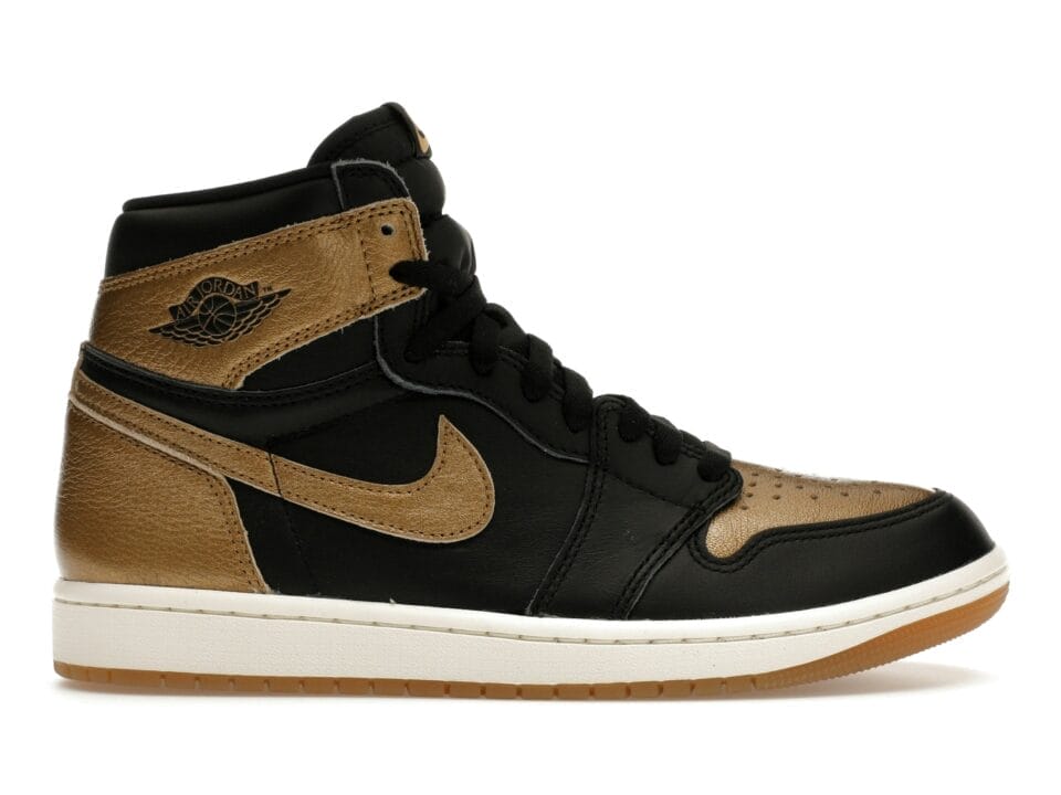 Air Jordan 1 Retro High OG Black Metallic Gold Shoes | DZ5485-071