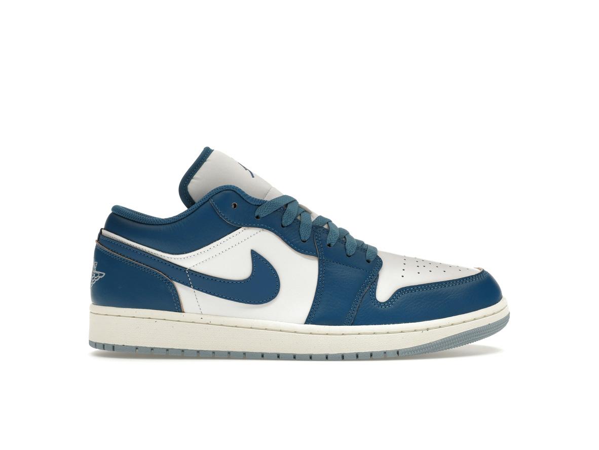 Jordan 1 Low Industrial Blue Sneakers - White/Sail/Industrial Blue (FN5214-141 Release)