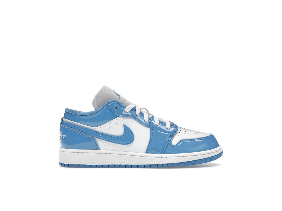 Jordan 1 Low SE Legend Blue Patent GS Shoes - Style FZ3929-114