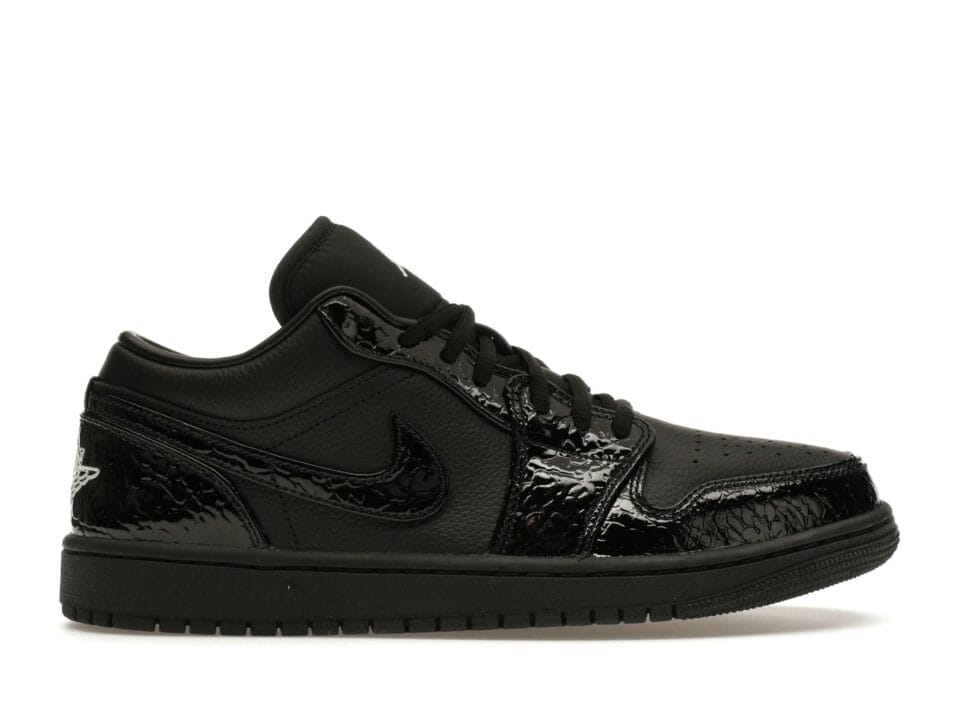 Jordan 1 Low SE Patent Elephant Black Women's Trainers Sneakers - HJ7743-010