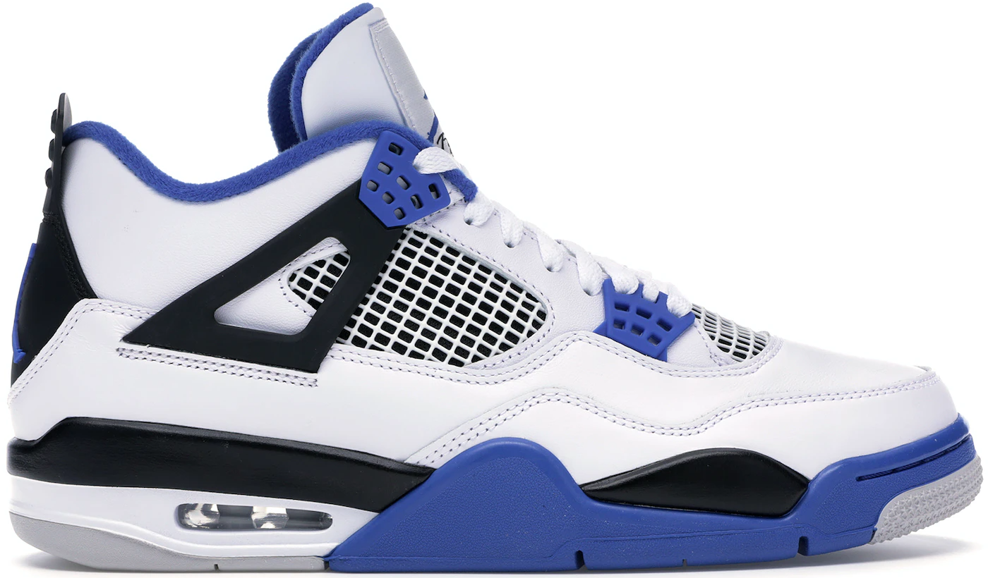 Air Jordan 4 Retro 'Motorsports' In White And Blue Sneakers - 308497-117