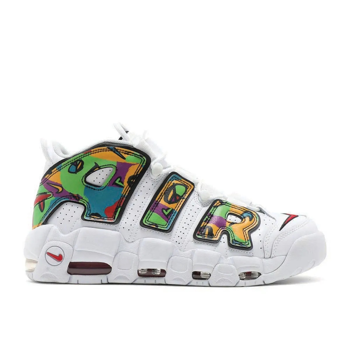 Nike Air More Uptempo 'Peace, Love, Basketball' In White And Multi-Color Shoes | DM8150-100